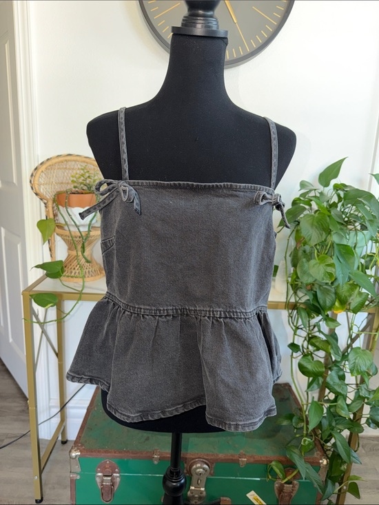 wild fable Tops - Washed Black Jean Camisole Tank with Tie Straps